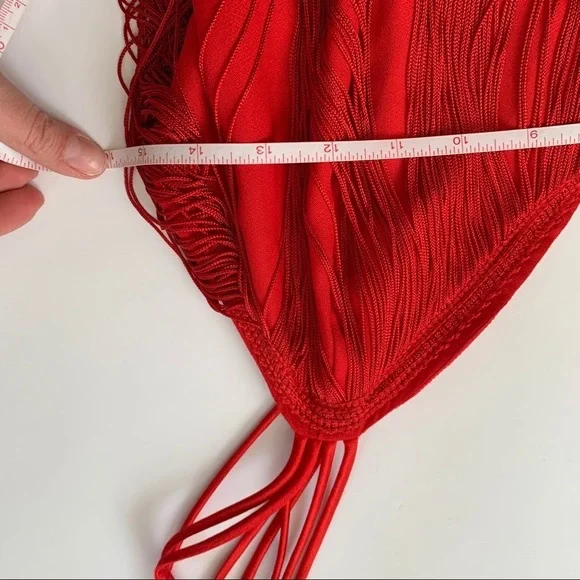 Red Tiered Fringe 1920’s Flapper Dress Small - Picture 9 of 16